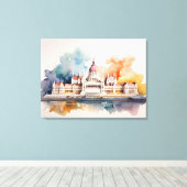 Budapest Aquarellkunst Leinwanddruck (Insitu (Holzboden))