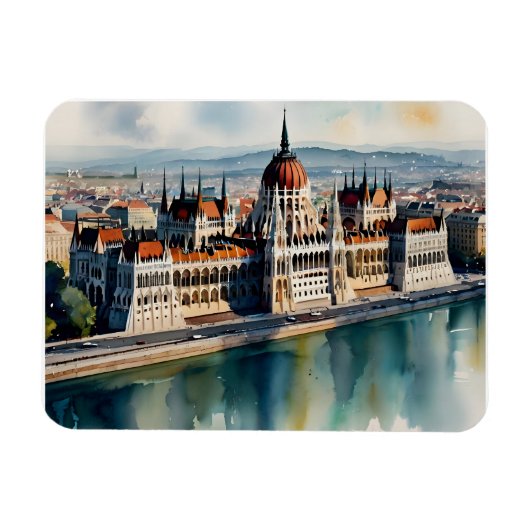 Budapest Aquarellkunst Magnet (Horizontal)