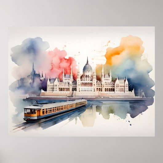 Budapest Aquarellkunst Poster (Vorne)