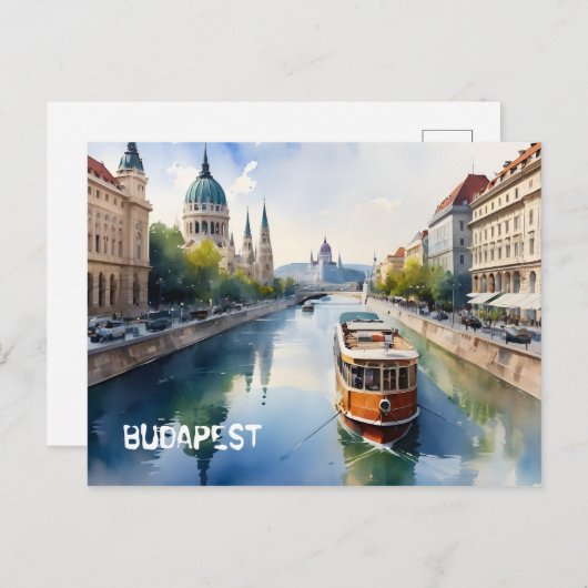 Budapest Aquarellkunst Postkarte (Vorne/Hinten)