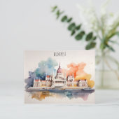 Budapest Aquarellkunst Postkarte (Stehend Vorderseite)