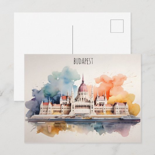 Budapest Aquarellkunst Postkarte (Vorne/Hinten)