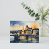 Budapest Aquarellkunst Postkarte (Stehend Vorderseite)