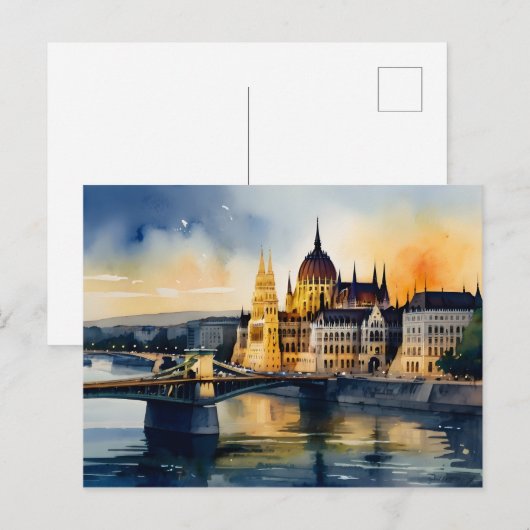 Budapest Aquarellkunst Postkarte (Vorne/Hinten)