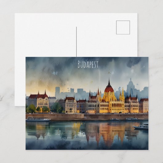 Budapest Aquarellkunst Postkarte (Vorne/Hinten)
