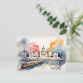 Budapest Aquarellkunst Postkarte (Stehend Vorderseite)