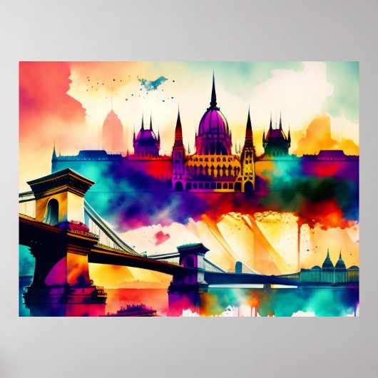 Budapest Aquarellmalerei Poster (Vorne)