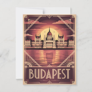 Budapest Art Deco Vintage  Postkarte
