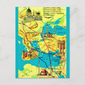 Budapest Athen Vintage Karte (Vorderseite)