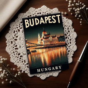 Budapest bei Nacht – Eine Vintage-Reise Postkarte