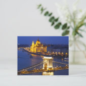 Budapest bei Nacht, Ungarn Postkarte (Stehend Vorderseite)