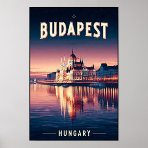 Budapest by Night - Ein Vintage Travel Poster