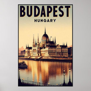 Budapest by Night - Ein Vintage Travel Poster