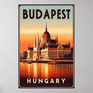 Budapest by Night - Ein Vintage Travel Poster