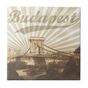 Budapest Chain Bridge Vintage Fliese