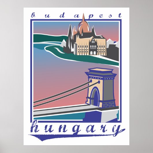 Budapest Chain Bridge, Vintage, Plakat (Vorne)