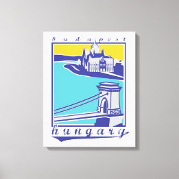 Budapest, Chain Bridge, Vintage Poster, Ungarn Leinwanddruck