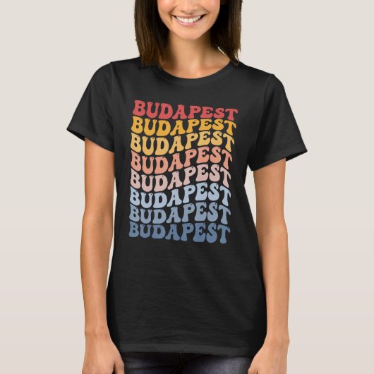 Budapest City Groovy Retro T-Shirt (Vorderseite)