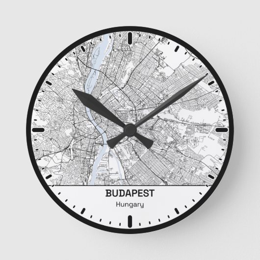 Budapest Clock City Line Art Runde Wanduhr (Vorderseite)