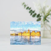 Budapest Danube Sunset Watercolor Postkarte (Stehend Vorderseite)