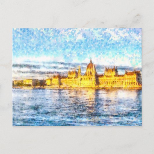 Budapest Danube Sunset Watercolor Postkarte (Vorderseite)