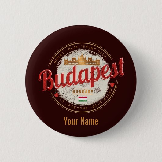 Budapest Design Ungarn Vintage Parlament Button (Vorderseite)