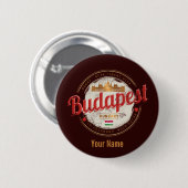 Budapest Design Ungarn Vintage Parlament Button (Vorne & Hinten)