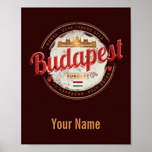 Budapest Design Ungarn Vintages Parlament Poster (Vorne)
