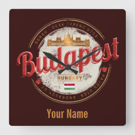 Budapest Design Ungarn Vintages Parlament Quadratische Wanduhr