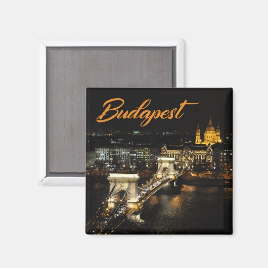 Budapest, die Kettenbrücke vom Buda Schloss Magnet (Vorderseite/Rückseite)