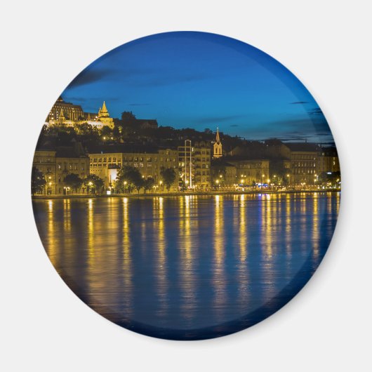 Budapest Donau Fluss Reflection Wasser bei Nacht P Magnet (Vorne)