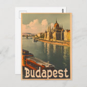 Budapest: Donau und Parlament Vintag Postkarte (Vorne/Hinten)