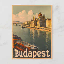 Budapest: Donau und Parlament Vintag Postkarte