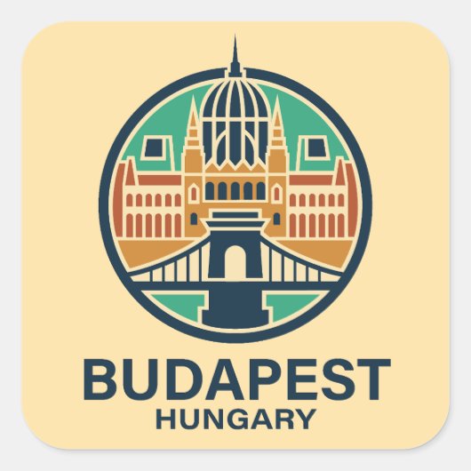 Budapest Hungary Europe Quadratischer Aufkleber (Vorderseite)