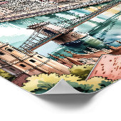 Budapest Hungary Parliament Danube River Skyline Poster (Ecke)