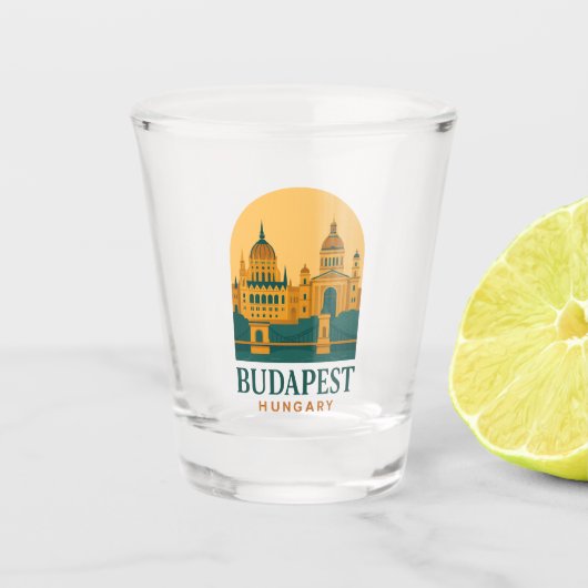 Budapest Hungary Vintage Travel Retro City Schnapsglas (Vorderseite)