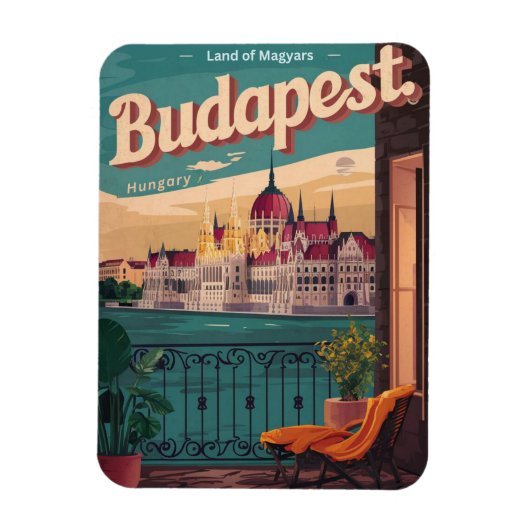Budapest hungrige Vintage Balkon Aussicht Geschenk Magnet (Vertikal)