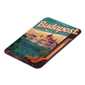 Budapest hungrige Vintage Balkon Aussicht Geschenk Magnet (Linke Seite)