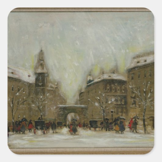 Budapest im Schnee Quadratischer Aufkleber (Vorderseite)