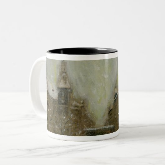 Budapest im Schnee Zweifarbige Tasse (Vorderseite Links)