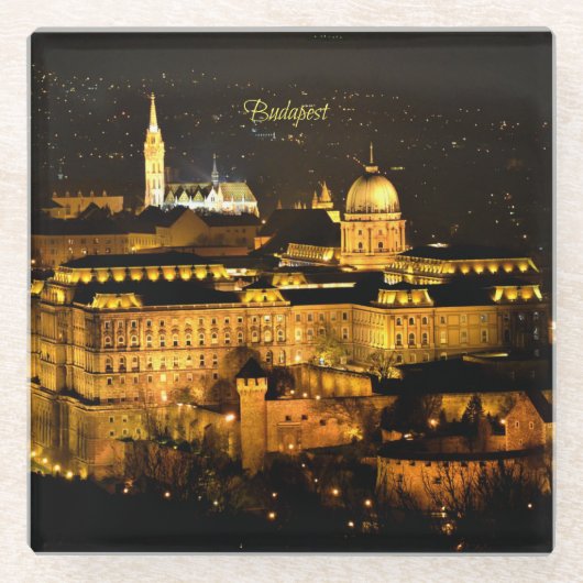 Budapest in der Nacht Glasuntersetzer (Vorderseite)