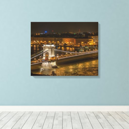 Budapest Kettenbrücke Leinwanddruck (Insitu (Holzboden))