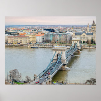 Budapest Kettenbrücke und Donau Poster
