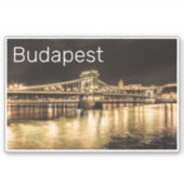 Budapest Kettenbrücke Ungarn Retro Night Vintag Aufkleber (Vorderseite)