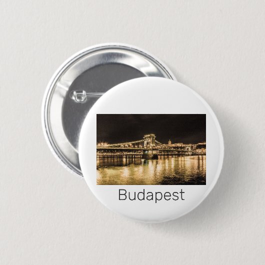 Budapest Kettenbrücke Ungarn Retro Night Vintag Button (Vorne & Hinten)