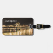 Budapest Kettenbrücke Ungarn Retro Night Vintag Gepäckanhänger (Vorderseite horizontal)