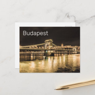 Budapest mit Kettenbrücke Vintage Panorama Feiertagspostkarte