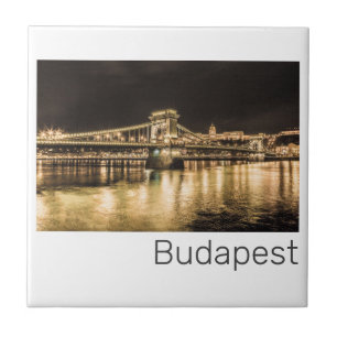 Budapest mit Kettenbrücke Vintage Panorama Fliese