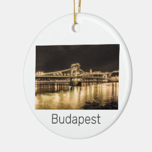 Budapest mit Kettenbrücke Vintage Panorama Keramik Ornament