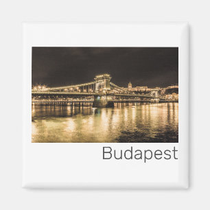 Budapest mit Kettenbrücke Vintage Panorama Magnet
